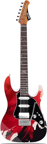 WestCreek JX-20 Solid Body Electric Guitar, HSS Pickups with Coil Split, Roasted Maple Neck, Rounded End Frets, Bone Nut, Rosewood Fretboard, Mahogany Body (Native BW)